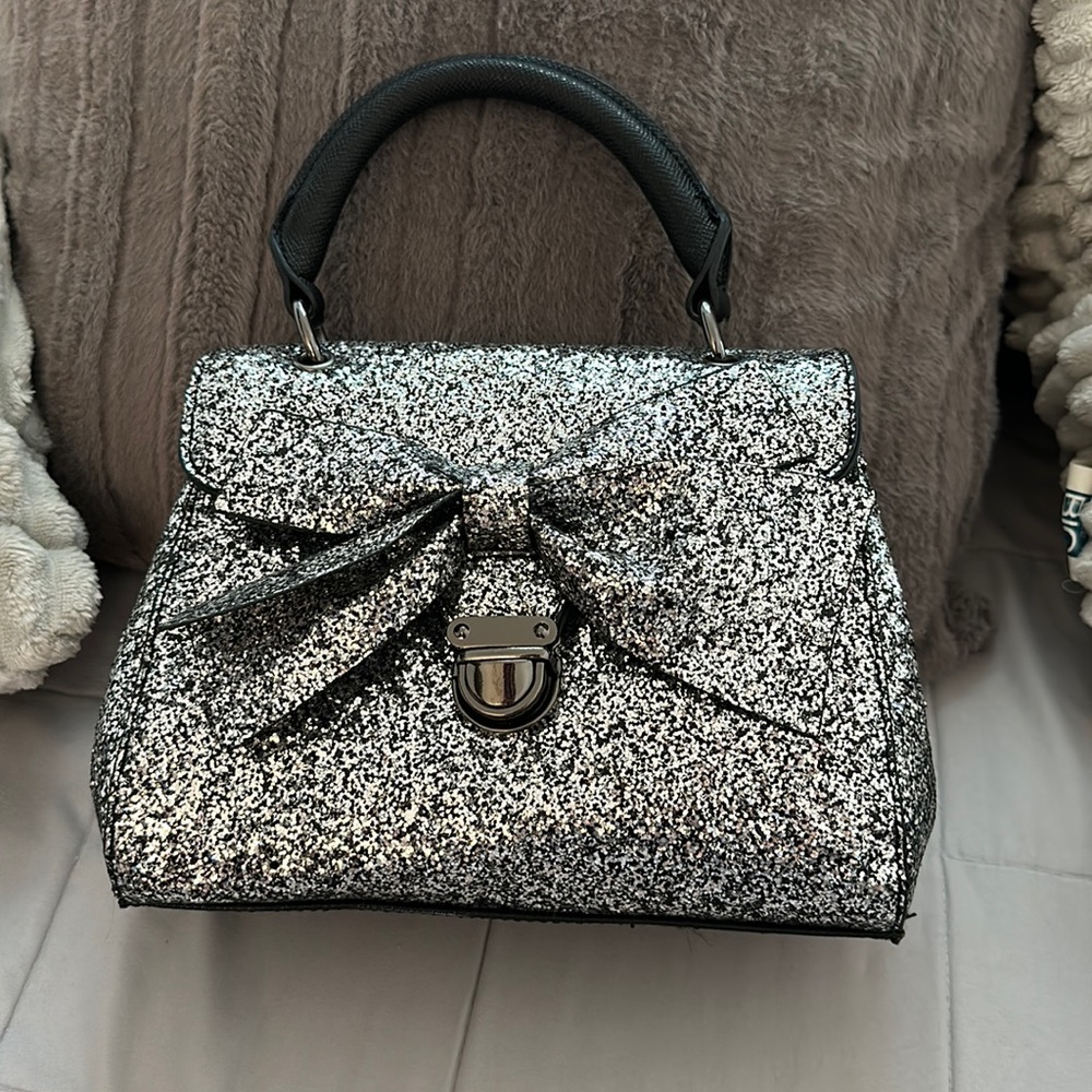 Apt. 9 Silver Glitter Handbag With Removable Adjustable Crossbody Strap